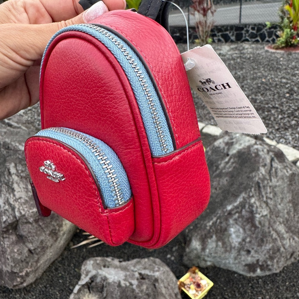 Coach Mini Backpack NWT Bag Charm Keychain Red Leather - Picture 6 of 12